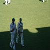 Two South African players leaving for tea