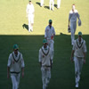 South African players leaving for tea