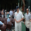 Andrew Flintoff leads England back onto the field after lunch
