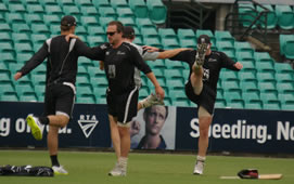 New Zealand players warming up
